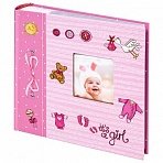 Фотоальбом BRAUBERG «It's a girl» на 200 фото 10×15 смтвердая обложкабумажные страницыбоксрозовый391145