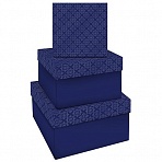 Набор квадратных коробок 3в1, MESHU «Blue style. Top. », (19.5×19.5×11-15.5×15.5×9см)