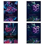 Тетрадь А4 96 л., HATBER, гребень, клетка, обложка картон, «Beautiful flowers» (микс в спайке), 086261