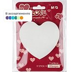 Стикеры с клеевым краем M&G Heart, фигурные, 71×68 мм, 60 л, цвет в ассорт