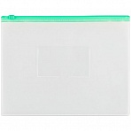 Папка-конверт на молнии OfficeSpace A5, прозрачная, 150мкм, молния зеленая