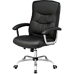 Кресло для руководителя Easy Chair 550 TR черное (рециклированная кожа, хромированный металл)