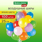 Шары воздушные 25 см, 100 штук, «ЯРКИЕ ЦВЕТА», ассорти, BRAUBERG KIDS