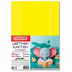 Картон цветной А4 немелованный, 5 листов, 5 цветов, ПИФАГОР, 200×290 мм