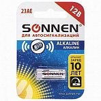 Батарейка SONNEN Alkaline, 23А (MN21), алкалиновая, для сигнализаций, 1 шт., в блистере