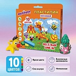 Пластилин восковой ЮНЛАНДИЯ «ВЕСЕЛЫЙ ШМЕЛЬ»10 цветов150 гСО СТЕКОМевроподвес105035
