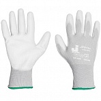 Перчатки рабочие JetaSafety нейлоновые с полиуретаном белые (размер 10, XL, 12 пар в упаковке)