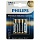 Батарейки алкалиновые «мизинчиковые» КОМПЛЕКТ 4 шт., PHILIPS Premium Alkaline, ААА (LR03, 15А), блистер