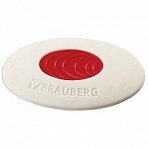 Ластик BRAUBERG «Oval PRO», 40×26*8мм, овальный, красный пластиковый держатель