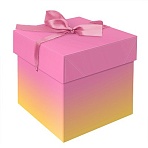 Коробка складная подарочная MESHU «Duotone. Pink-Orange gradient», (15×15×15см), с лентой