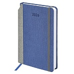 Ежедневник датированный 2026 А5 138×213 мм, BRAUBERG «Mosaic», под кожу, карман для ручки, синий
