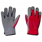 Перчатки рабочие JetaSafety JLE625 трикотажные с искусственной кожей красные/белые (размер 7, S)