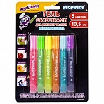 Гель с блестками ЮНЛАНДИЯ «НЕОНЧИКИ», 6 цветов по 10.5 мл, блистер