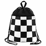 Мешок для обуви BRAUBERG БОЛЬШОЙ, с ручкой, карман на молнии, сетка, 49×41 см, «Black and white»