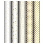 Упаковочная бумага глянц. 70×100см, MESHU «Pattern on white», 80г/м2, ассорти 5 дизайнов
