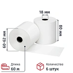 Чековая лента из термобумаги ProMega 80 мм (диаметр 60-62 мм, намотка 60 м, втулка 18 мм, 6 штук в упаковке)
