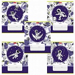 Тетрадь 12 л. HATBER клетка, обложка картон, «Астронавт» (5 видов в спайке)