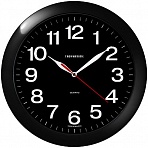 Часы настенные ход плавный, Troyka 11100196, круглые, 29×29×3.5, черная рамка