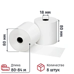 Чековая лента из термобумаги ProMega jet / Комус 80 мм намотка 84 м диаметр 80 мм втулка 18 мм (8 штук в упаковке)