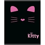 Тетрадь общая А5 48л Kitty черн, клет, скреп, ВД-лак