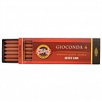 Сангина Koh-I-Noor «Gioconda», коричневая красная, стержень, 5.6мм, 6шт., пластик короб