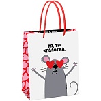 Пакет подарочный 18×23×10см MESHU «Funny rat», глянцевая ламинация