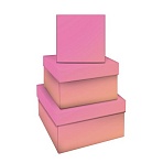 Набор квадратных коробок 3в1, MESHU «Yellow-pink gradient», (19.5×19.5×11-15.5×15.5×9см)