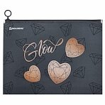 Папка для тетрадей BRAUBERG А4, 1 отделение, пластик, на zip-lock-молнии, «Diamonds»