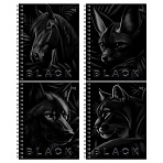 Тетрадь 48л., А5, клетка на гребне BG «Just Black», soft-touch ламинация, выб. лак
