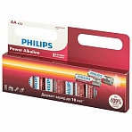 Батарейки алкалиновые «пальчиковые» КОМПЛЕКТ 12 шт., PHILIPS Power Alkaline, АА (LR6, 24А), блистер