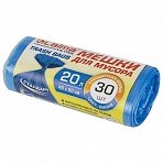 Мешки для мусора LAIMA «ULTRA» 20 л синие 30 шт. прочныеПНД 8 мкм45×50 см607682