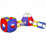 Детская игровая палатка-лабиринт с 2 тоннелями и кубом, 4 в 1, в сумке, BRAUBERG KIDS