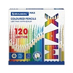 Карандаши цветные супермягкие яркие классические BRAUBERG MAX 120 цветов, шестигранные, натуральное дерево, грифель 3.3 мм