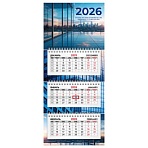 Календарь квартальный 2026г, 3 блока 3 гребня бегунок, офсет, BRAUBERG EXTRA MINI, Офис