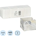 Салфетки бумажные Luscan 1 сл 24×24см белые 100штх4, спендер