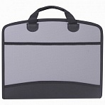 Портфель-сумка пластиковый BRAUBERG А4+ (375×305×60 мм), 4 отделения, 2 кармана, серый, 228685