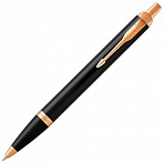 Ручка шариковая PARKER «IM Core Black Lacquer GT», корпус черный глянцевый лак, позолоченные детали, синяя