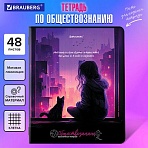 Тетрадь предметная «ANIME GIRLS» 48 л., матовая ламинация, ОБЩЕСТВОЗНАНИЕ, клетка, подсказ, BRAUBERG