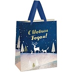 Пакет подарочный 18×23×10см MESHU «Christmas magic», фольга, блестки, матовая ламинация