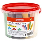 Мел в ведерке для рисования на асфальте 22 штуки, ПИФАГОР, цветной квадратный УТОЛЩЕННЫЙ