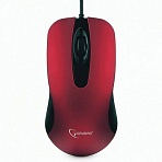 Мышь проводная бесшумная GEMBIRD MOP-400-R, USB, 2 кнопки + 1 колесо-кнопка, красная