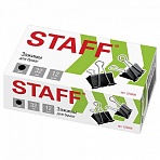 Зажимы для бумаг STAFF, эконом, комплект 12 шт., 32 мм, на 140 листов, черные, в картонной коробке