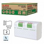 Полотенца бумажные 200 шт. LAIMA (Система H2) ADVANCED WHITE 2-слойные, белые КОМПЛЕКТ 20 пачек 24×21.5 Z-сложение, 111338