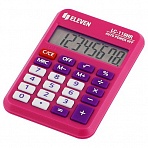 Калькулятор карманный Eleven LC-110NR-PK, 8 разрядов, питание от батарейки, 58×88×11мм, розовый