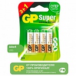 Батарейка GP Super AA (LR06) 15A алкалиновая, BC4 (промо 3+1)