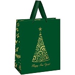 Пакет подарочный 33×42×12см MESHU «Christmas tree», фольга, матовая ламинация