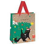 Пакет подарочный 18×23×10см MESHU «NY cat», крафт