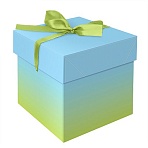 Коробка складная подарочная MESHU «Duotone. Blue-Green gradient», (15×15×15см), с лентой