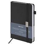 Ежедневник датированный 2026, А5, 138×213 мм, BRAUBERG «Control», под кожу, держатель для ручки, черный