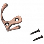 Крючок-вешалка настенная двухрожковая Стандарт 002 AC (старая медь, 47×25×28 мм)